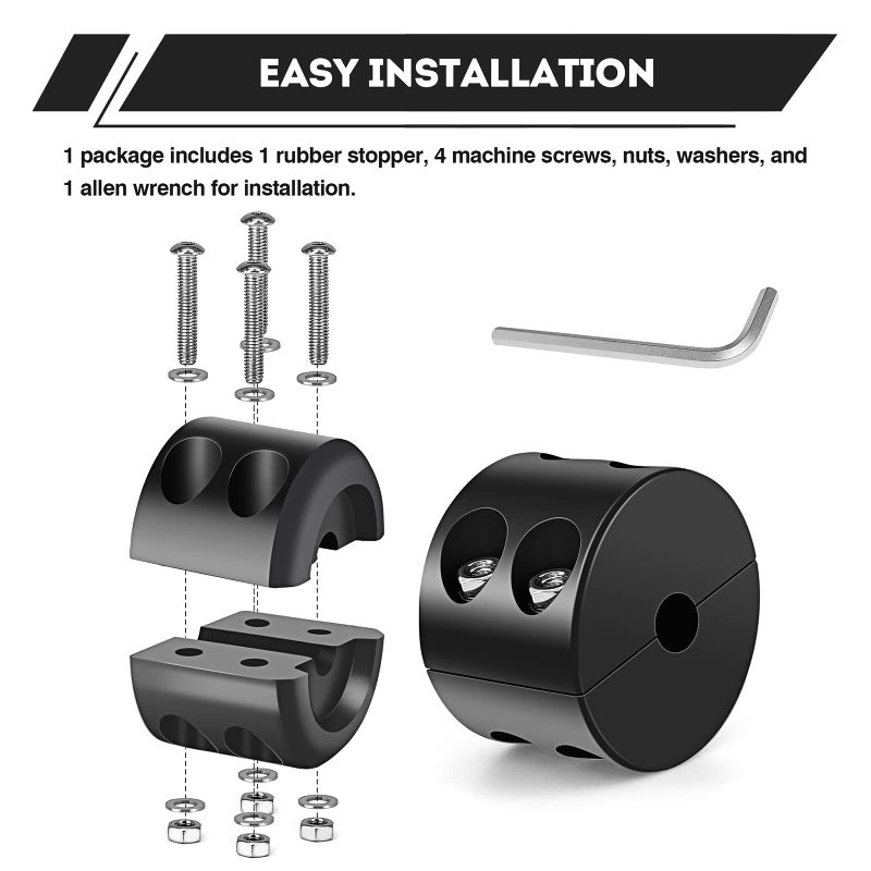 بونيسون سدادة الونش للكابل. سدادة كابل الونش المطاطي للشاحنة UTV ATV تحمي خط كابل الحبل الصناعي من التآكل أو التلف. التثبيت السريع مع الأدوات. (أسود) - Image 5